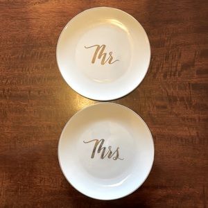 Crate&Barrel Mr. & Mrs. Wedding Plates